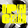 A black and white close-up photograph of a wine bottle with a large, bold yellow text overlay reading 'OPEN CELLAR'.