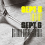 Promotional graphic with a black-and-white photo of a wine glass on a wooden surface and large overlaid text reading 'SEPT 5 TRY A BUY', 'SEPT 6', and '$12 BACK VINTAGE GLASSES'.